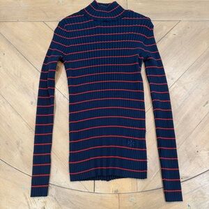 Tory Burch Sport Ribbed Navy and Red Women's Top. Lots of stretch. Small